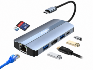 USB-C To SD/TF + usb3.0/ 2.0 Hub + Hdtv+usb-c +Lan +Pd - 9 in1