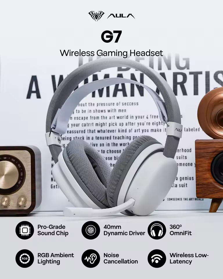 AULA G7 Wireless & Bt & wired Gaming Headset - الصورة 3